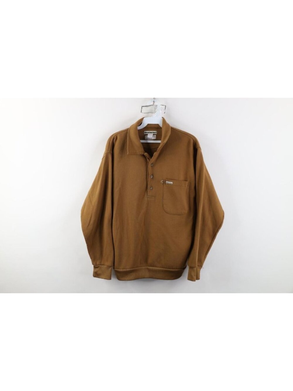 Vintage 90s Streetwear Mens Size Medium Faded Blank Collared Sweatshirt Brown
